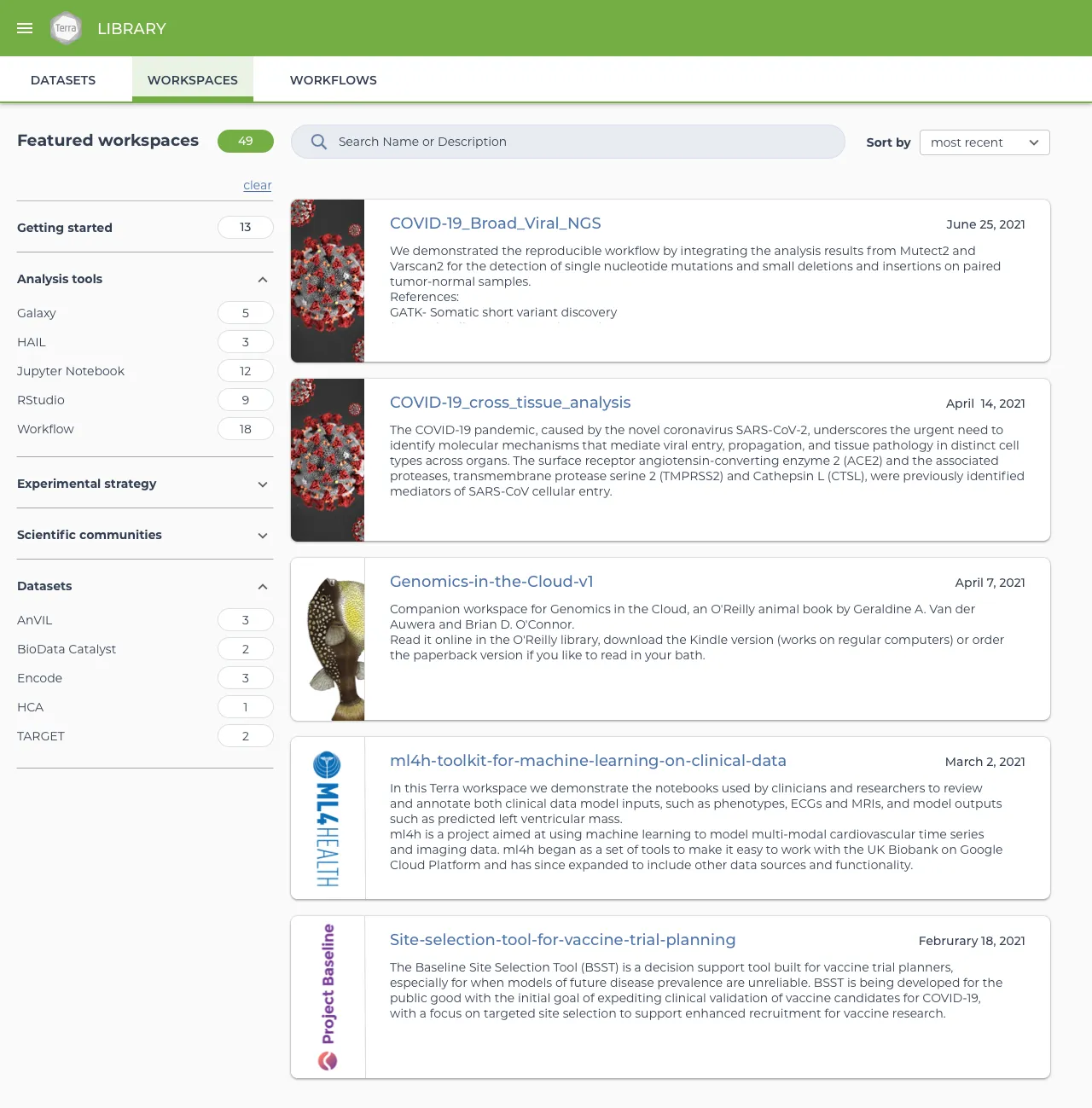 Featured workspaces