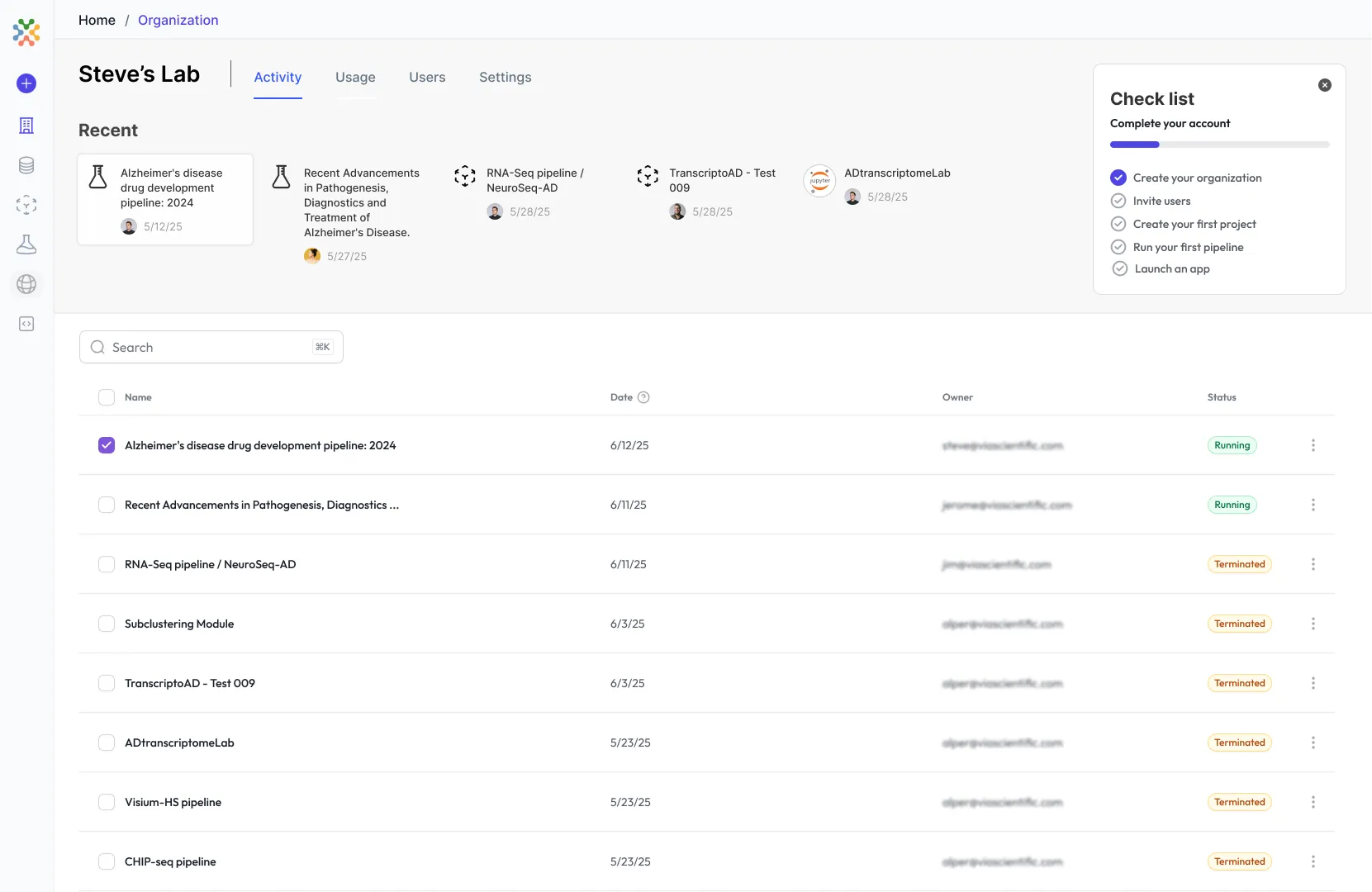 Foundry dashboard